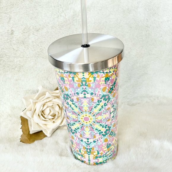 New with tags INSULATED STAINLESS STEEL TUMBLER double walled 17oz pink, green - Picture 1 of 4